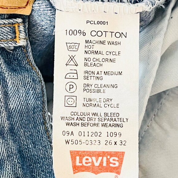 Levis 505 Women's Straight-Leg Blue Denim Jeans Size 26x27 Mid Rise Cotton - Picture 6 of 10